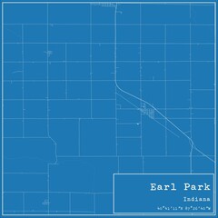 Blueprint US city map of Earl Park, Indiana.
