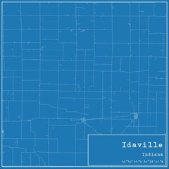 Blueprint US city map of Idaville, Indiana.