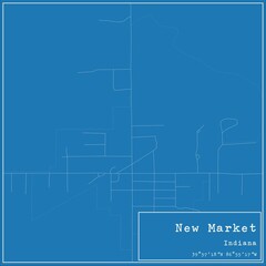 Blueprint US city map of New Market, Indiana.