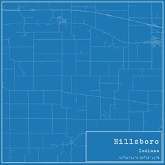 Blueprint US city map of Hillsboro, Indiana.