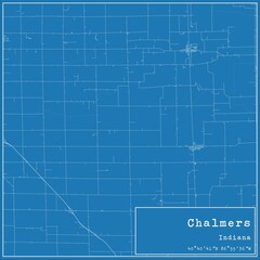 Blueprint US city map of Chalmers, Indiana.