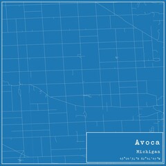 Blueprint US city map of Avoca, Michigan.