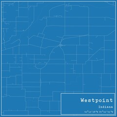 Blueprint US city map of Westpoint, Indiana.