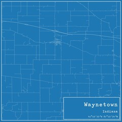 Blueprint US city map of Waynetown, Indiana.