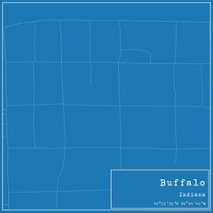 Blueprint US city map of Buffalo, Indiana.