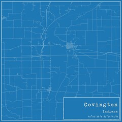 Blueprint US city map of Covington, Indiana.