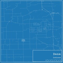 Blueprint US city map of Dana, Indiana.