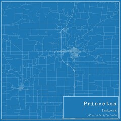 Blueprint US city map of Princeton, Indiana. - obrazy, fototapety, plakaty