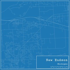 Blueprint US city map of New Hudson, Michigan. - obrazy, fototapety, plakaty