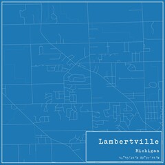 Blueprint US city map of Lambertville, Michigan.