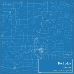 Blueprint US city map of Patoka, Indiana.