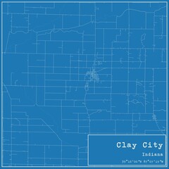 Fototapeta premium Blueprint US city map of Clay City, Indiana.