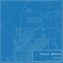 Fototapeta premium Blueprint US city map of Terre Haute, Indiana.