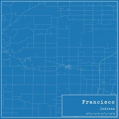 Blueprint US city map of Francisco, Indiana.
