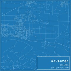 Blueprint US city map of Newburgh, Indiana.