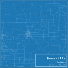 Blueprint US city map of Boonville, Indiana.