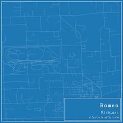 Blueprint US city map of Romeo, Michigan.