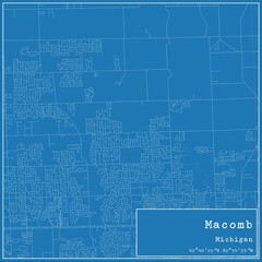 Blueprint US city map of Macomb, Michigan.