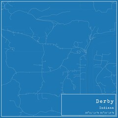 Blueprint US city map of Derby, Indiana.