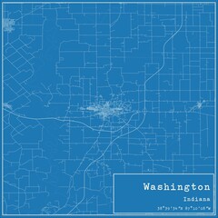 Blueprint US city map of Washington, Indiana.
