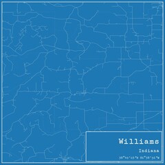 Blueprint US city map of Williams, Indiana.