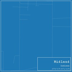 Blueprint US city map of Midland, Indiana.