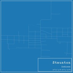 Blueprint US city map of Staunton, Indiana.