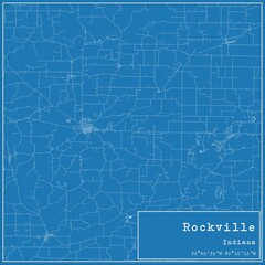 Blueprint US city map of Rockville, Indiana.