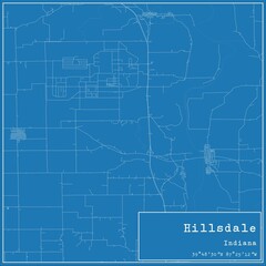 Blueprint US city map of Hillsdale, Indiana.