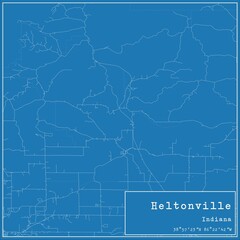 Blueprint US city map of Heltonville, Indiana.