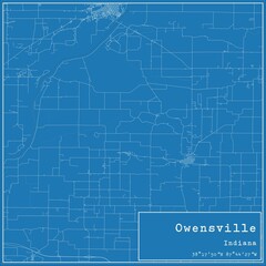 Blueprint US city map of Owensville, Indiana. - obrazy, fototapety, plakaty