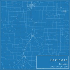Blueprint US city map of Carlisle, Indiana.