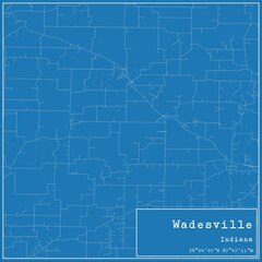 Blueprint US city map of Wadesville, Indiana.