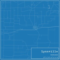Blueprint US city map of Lynnville, Indiana.
