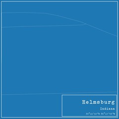 Blueprint US city map of Helmsburg, Indiana.