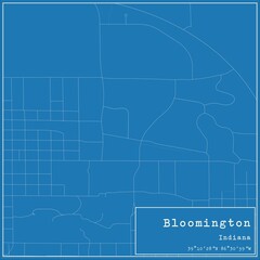 Blueprint US city map of Bloomington, Indiana.