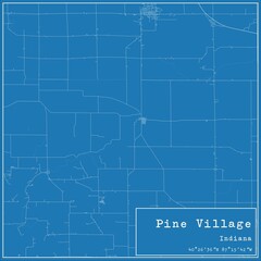 Blueprint US city map of Pine Village, Indiana.
