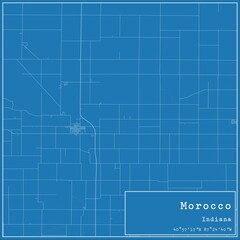 Blueprint US city map of Morocco, Indiana.