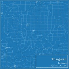 Blueprint US city map of Kingman, Indiana.