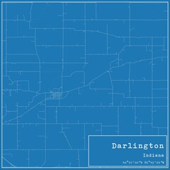 Blueprint US city map of Darlington, Indiana.