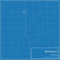 Blueprint US city map of Boswell, Indiana.