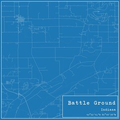 Blueprint US city map of Battle Ground, Indiana.