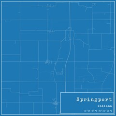 Blueprint US city map of Springport, Indiana.