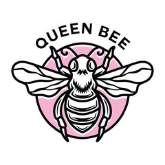 Queen bee Logo Vector Graphic Design illustration Vintage style Badge Emblem Symbol and Icon