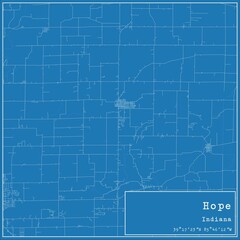Blueprint US city map of Hope, Indiana.