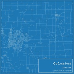 Blueprint US city map of Columbus, Indiana.