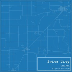 Blueprint US city map of Switz City, Indiana.