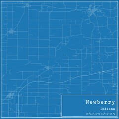 Blueprint US city map of Newberry, Indiana.