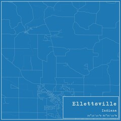 Blueprint US city map of Ellettsville, Indiana.