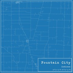 Blueprint US city map of Fountain City, Indiana.